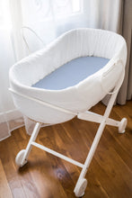 Load image into Gallery viewer, Sky Blue 100% Pure Mulberry Silk Fitted Bassinet Sheet