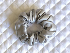 Silver Silk Scrunchie